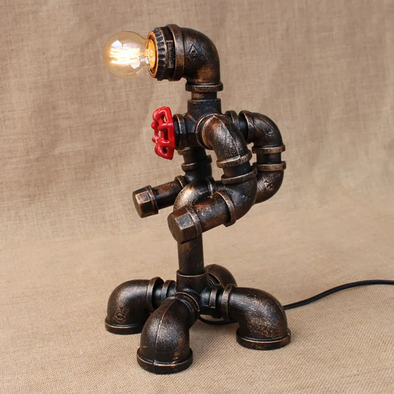 

Art deco black workroom table lamp e27 vintage retro robot desk light sconce for study bedroom bedside workshop office