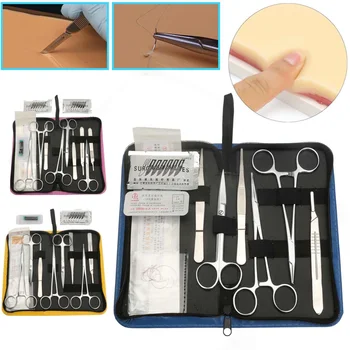 

11/13/19Pcs Suture Practice Kit Medical Student Surgical Debridement Skin Model Suture Needle Scissors Tweezers Course Tool Set