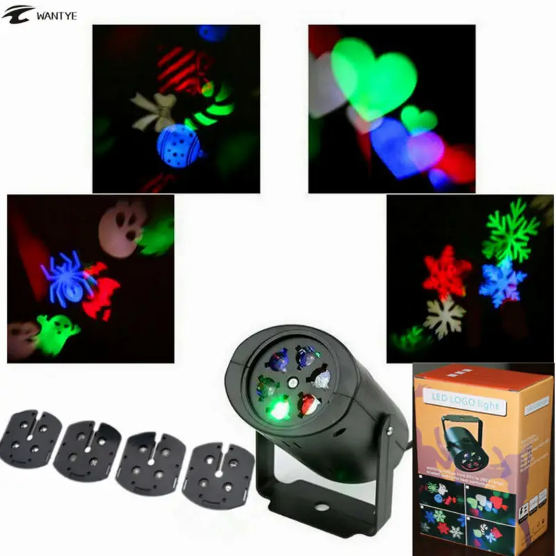 

Mini LED Laser Effect Stage Light Party Pattern Lighting Projector Heart Snow Spider Bat Christmas Landscape Light