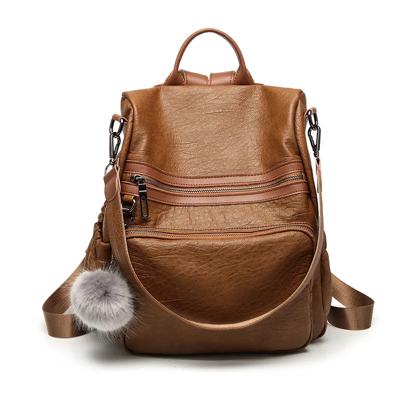

High Quality Leather Backpack Vintage Women Casual Backpacks Ladies College School Bag For Travelling Girls Mochila Bolsa C598
