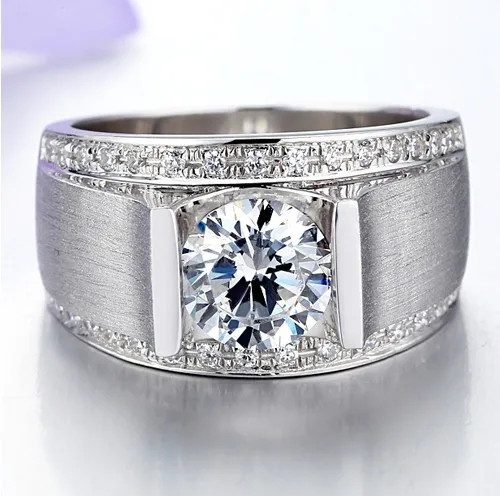 Роскошное мужское ювелирное изделие 1Ct круглое синтетическое кольцо с