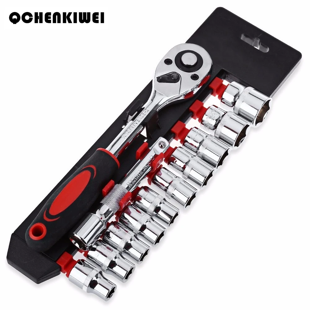 Wholesale 12pcs 1/4 Inch ( 6.3MM ) Ratchet Handle Wrench Socket Set Extension Rod Combo Tools
