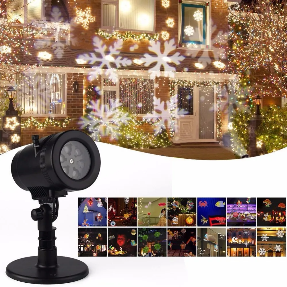12 Pattern LED Fairy Laser Projector Moving Light Holiday Xmas Decor Outdooor