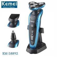 Original KM-58892 3 In 1 Rechargeable Washable Electric Shaver Waterproof Man Face Care Floating 3D Shaving Razor Triple Blade