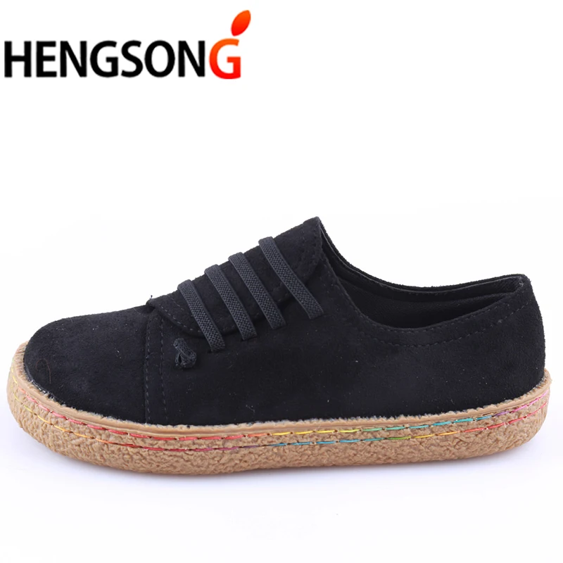 HENGSONG 2018 Spring Women Flats Shoes Loafers Round Toe Wide Shallow