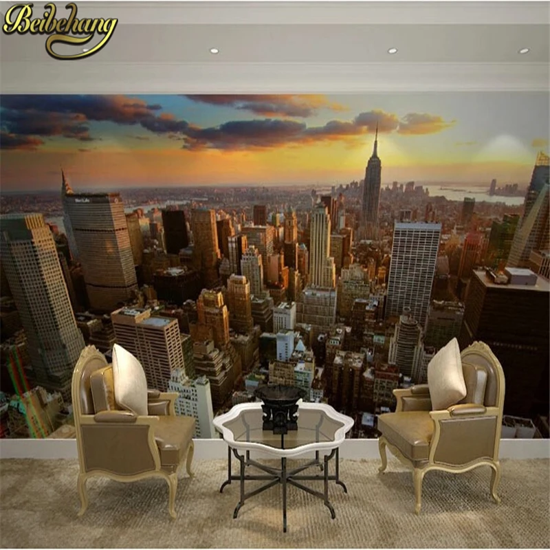 beibehang mural wall paer roll City evening landscape background sofa bedroom New York photo