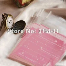 Маленькие целлофановые подарочные мини-сумки, самозапечатывающийся вечерние упаковки, "Розовая птица Печать" 300cs/лот