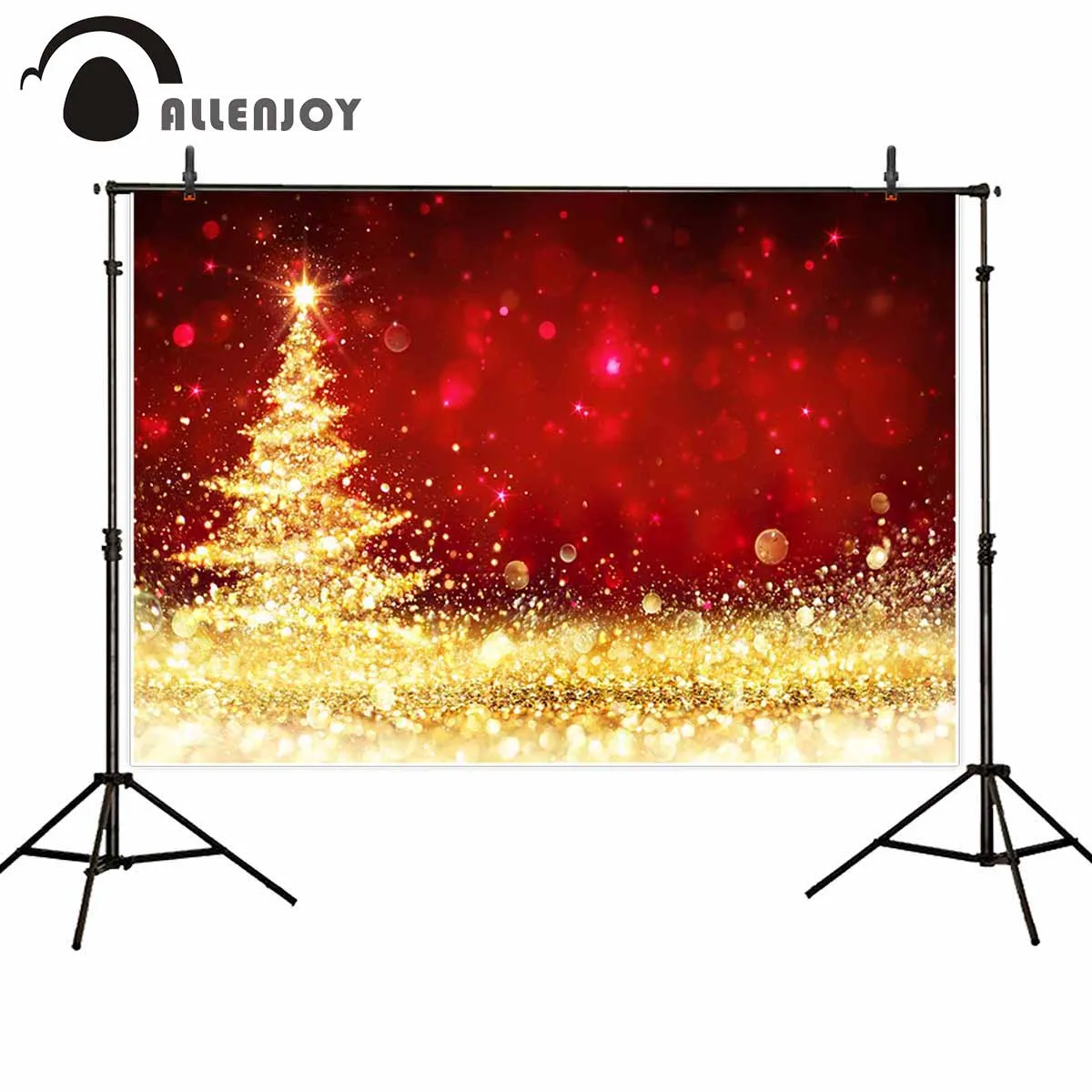 

Allenjoy professional photography background shining golden christmas tree gorgeous sparkling red dot backdrop photocall