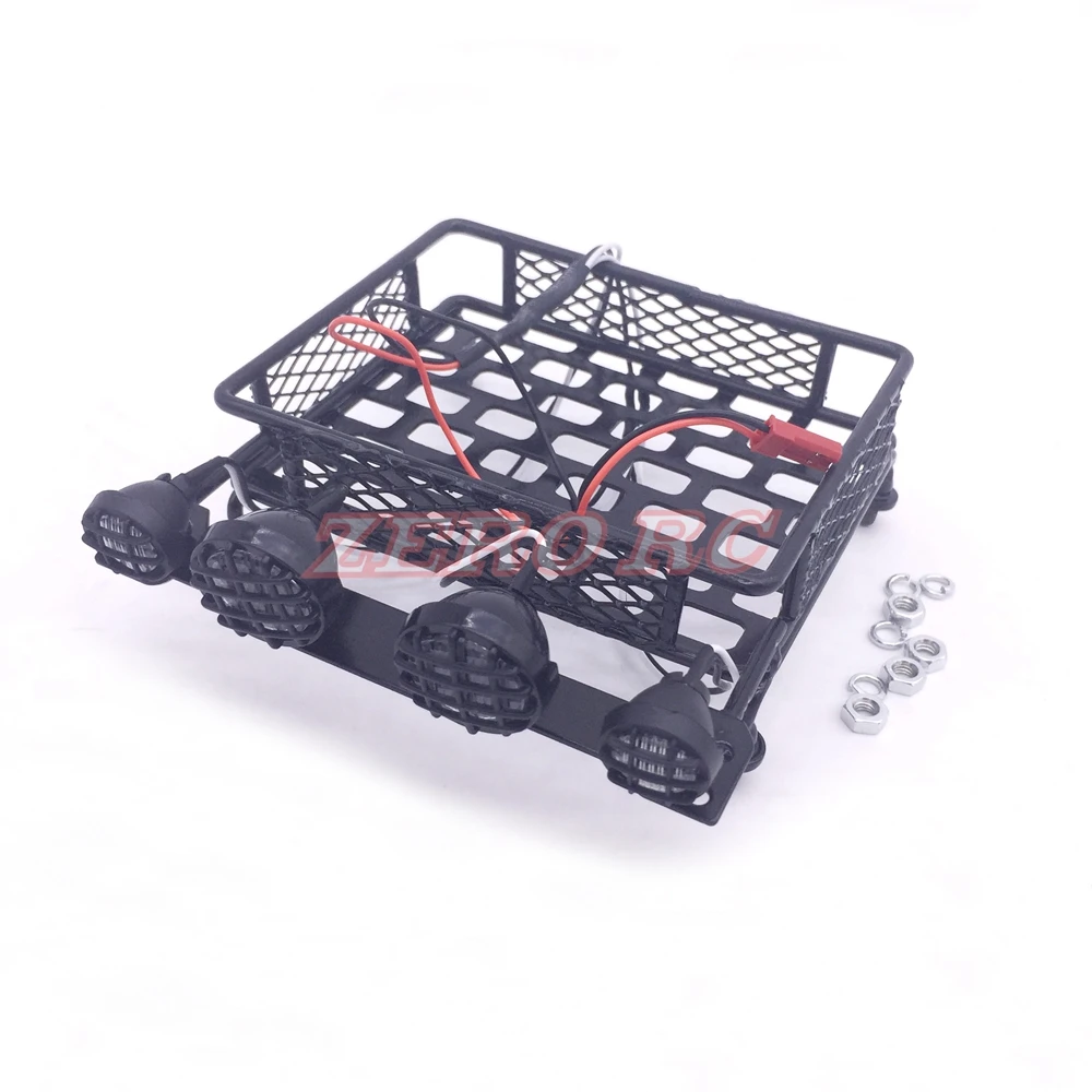 Полностью металлический багажный стеллаж на крышу с 4 белыми светодиодами черный