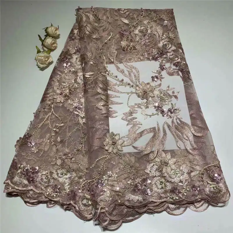 

ZQ!African Lace Fabric 2019 Embroidered Nigerian Laces Fabric Bridal High Quality French Tulle Lace Fabric for Wedding ! J32503