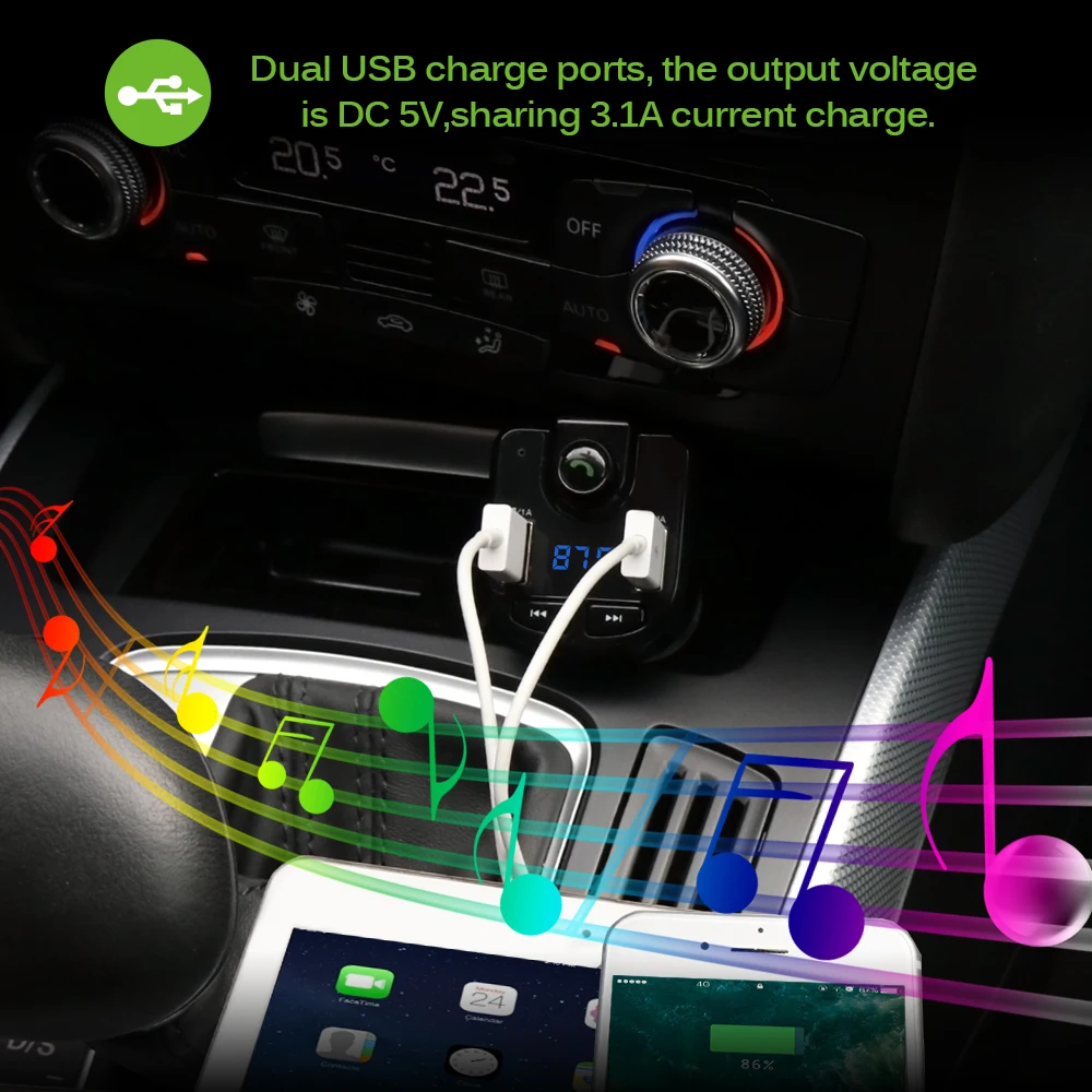 Новый FM передатчик Bluetooth 4 0 автомобильный комплект модулятор 3.1A двойной USB