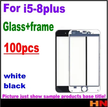 

100pcs Cold Press 2 in 1 Front Screen Glass Lens with frame for iphone 5 5s 6 6S 7 8 plus Touch Replacement black white