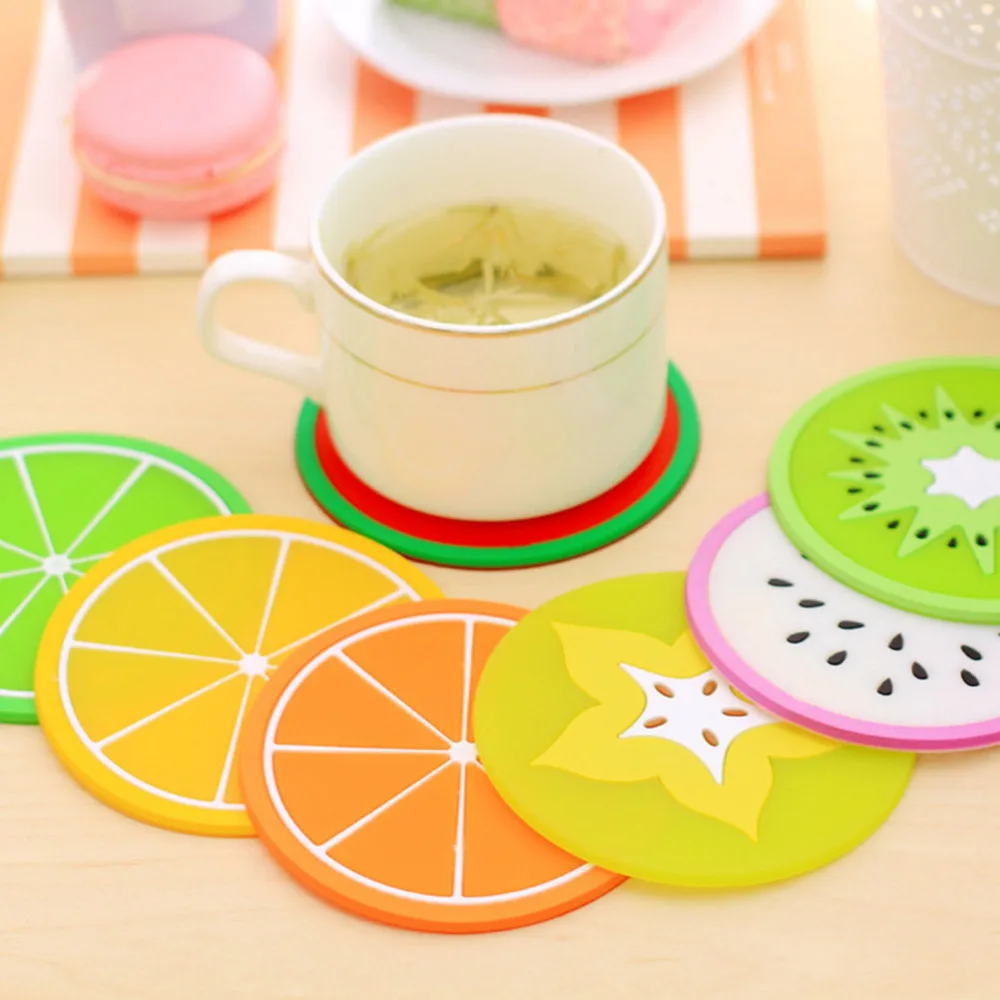 

Fruit style Durable Silicone Round Heat Resistant Mat Coaster Cushion Placemat Pot Holder Coffee Table Cup Mats Pad Kitchen Tool