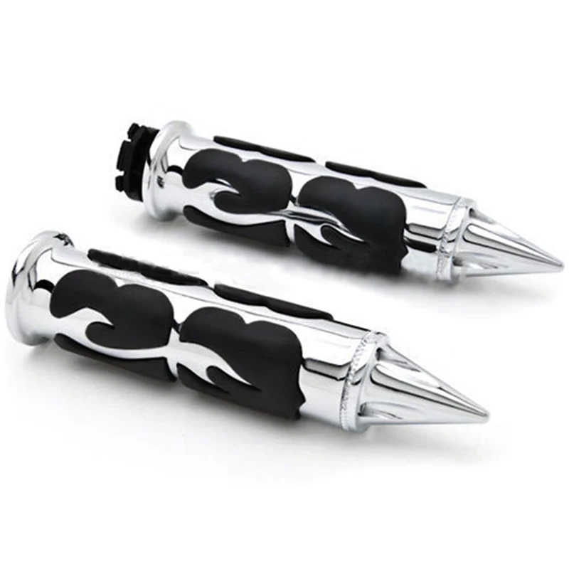 Nuoxintr 25mm Chrome Black Sharp Motorcycle Handle Bar Hand Grips for Harley Honda Shadow VT VTX1300 1800 Yamaha Suzuki Kawasaki