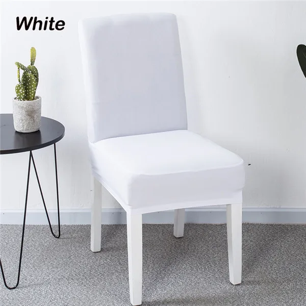 Разноцветный гибкий стрейч спандекс покрывало для стула для Свадебная вечеринка Эластичный Многофункциональный обеденный стол мебель чехлы для домашнего декора - Цвет: Белый