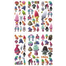 6 Sheets set High Quality cute trolls Stickers Kids Toys Sticker girl boy
