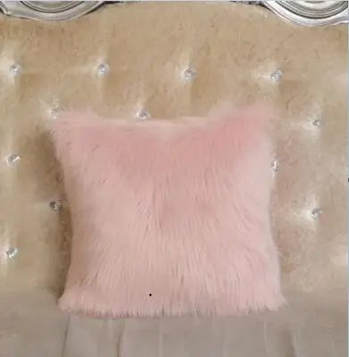 40*40 см 8 цветов Шерсть коврики подушки плюшевые подушки шерстяные подушки для дивана Подушка автомобилей Home Decor меха подушка для стула - Цвет: Розовый