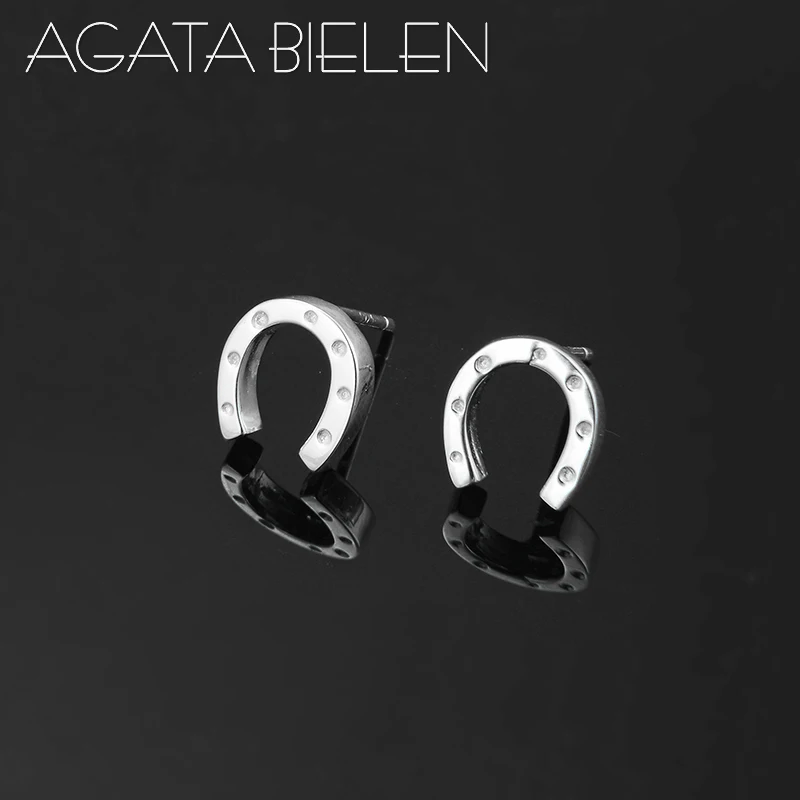 

Authentic 925 Sterling Silver DIY simple cute U shape fine horse shoe Stud Earrings fashion trend Jewelry