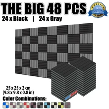 Arrowzoom 48 pcs Pack Flat Wedge Studio Sound Acoustic Foam Treatment 9.8 * 9.8 * 0.8" 5 Color Combinations KK1035