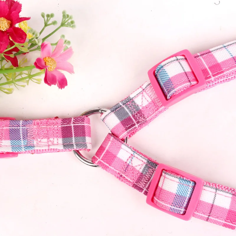 Top Quality 120cm Leash Fashion Canvas & Nylon Rope Dog Harness Pink/Blue/Green Plaid Puppy Dog Harness+Leash Sets Pet Product - Image 5