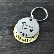 Персонализированные Жетоны, Такса dog tag, пользовательские собака ID тегов, штампованные идентификации Dog Tag, выгравировано имя и номер