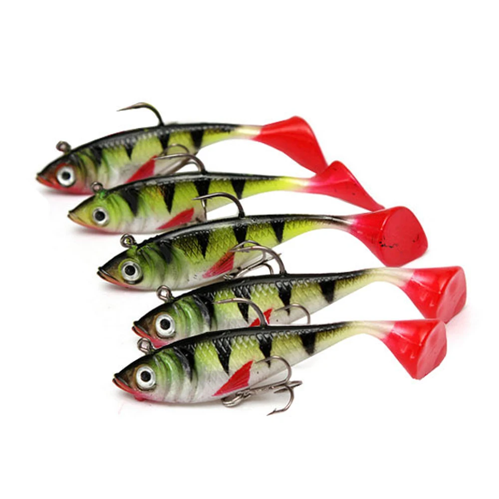 5pcs/Lot 8.5cm 11.5g Soft Fish lure Lead Head Tiger Stripes Hook T
