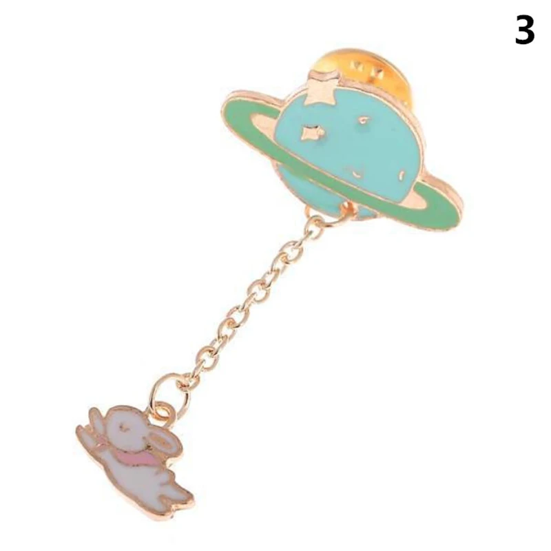 

Cartoon Metal Cute Egg Cat Moon Rabbit Chain Brooch Badge Pin Collar Badges Backpack