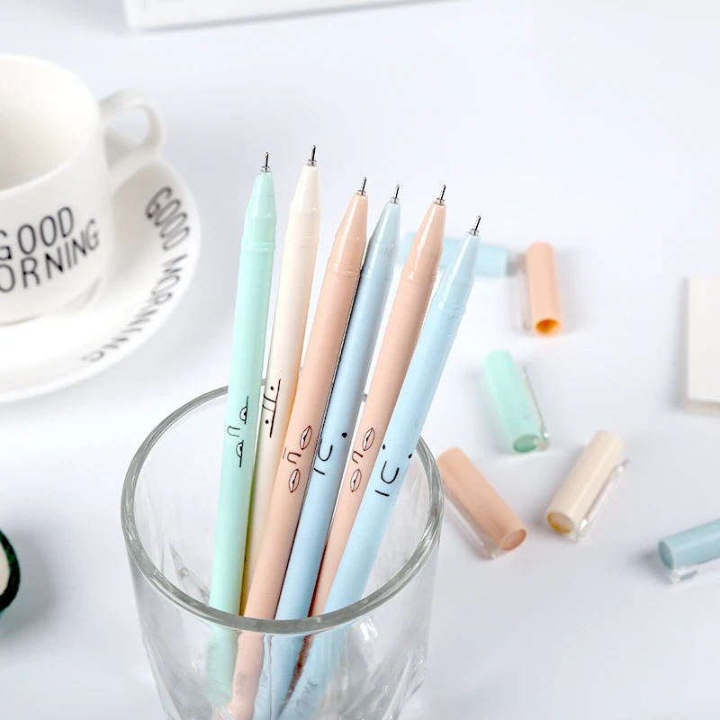 10 pcs/lot Lovely Gel Pens Pure Color With Cute Expression Gel Pens