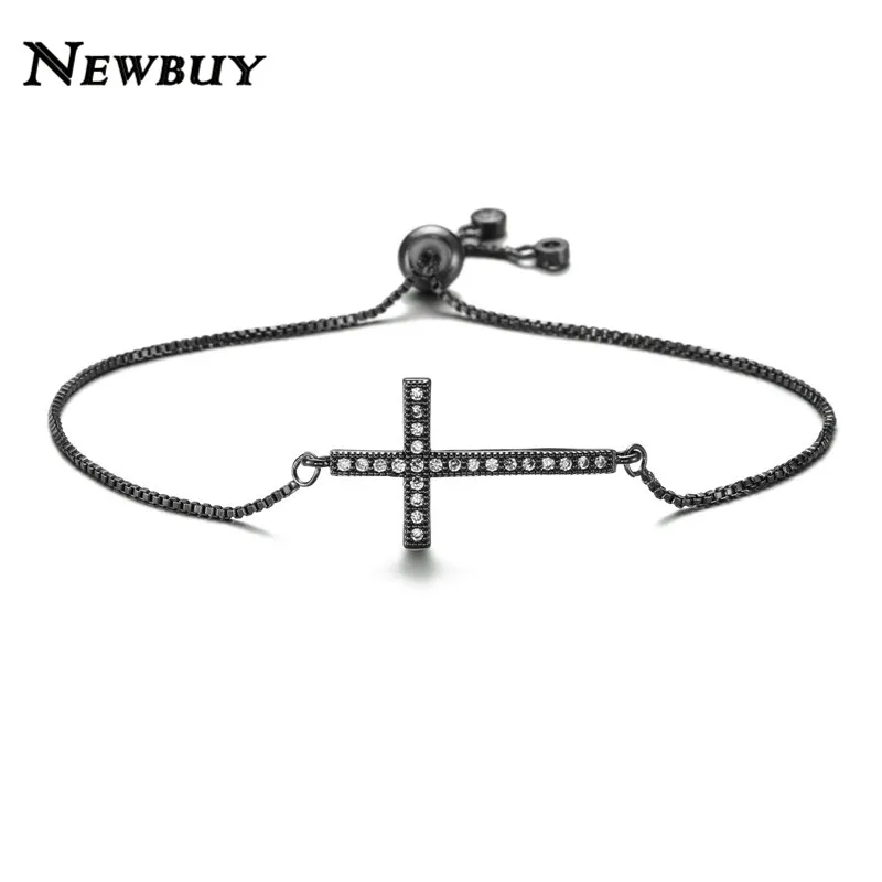 NEWBUY классические AAA + кубические циркониевые браслеты с крестообразной подвеской