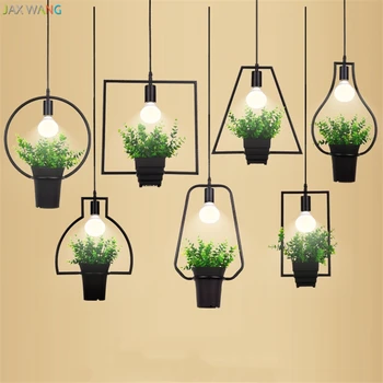 

Nordic LED Bonsai Pendant Lights Iron Indoor Window Green Plant Lamps for Clothing Store Creative Restaurant Bar Decorative