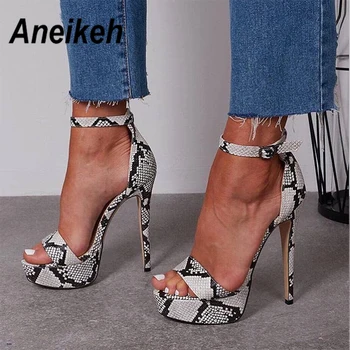 

Aneikeh 2020 Serpentine Platform High Heels Sandals Summer Sexy Ankle Strap Open Toe Gladiator Party Dress Women Shoes Size 4- 9