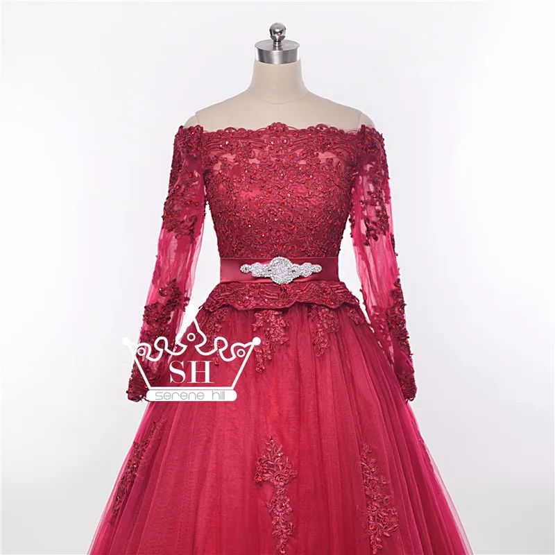 Пышное бургундское арабское свадебное платье Элегантное e кружевное Hochzeitskleider длиной до пола высококачественное Тюлевое Платье De Mariage HA2011