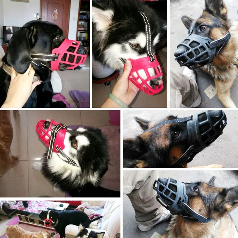 Petalk-Red Silicone Dog Muzzle, Adjustable Strap Mask, Basket Design, Small, Medium, Large Dog, Quality, 6 Sizes