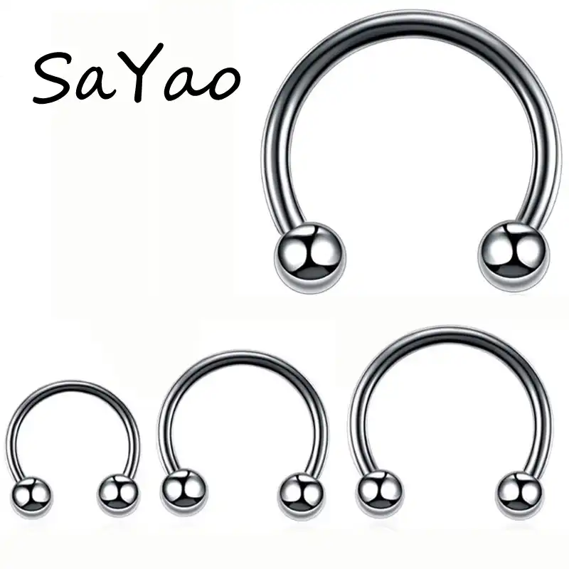 SaYao мм 2 шт. 14 мм диаметр мяч нержавеющая сталь круговой штанга Подкова носовое кольцо кольца пирсинг ювелирные изделия