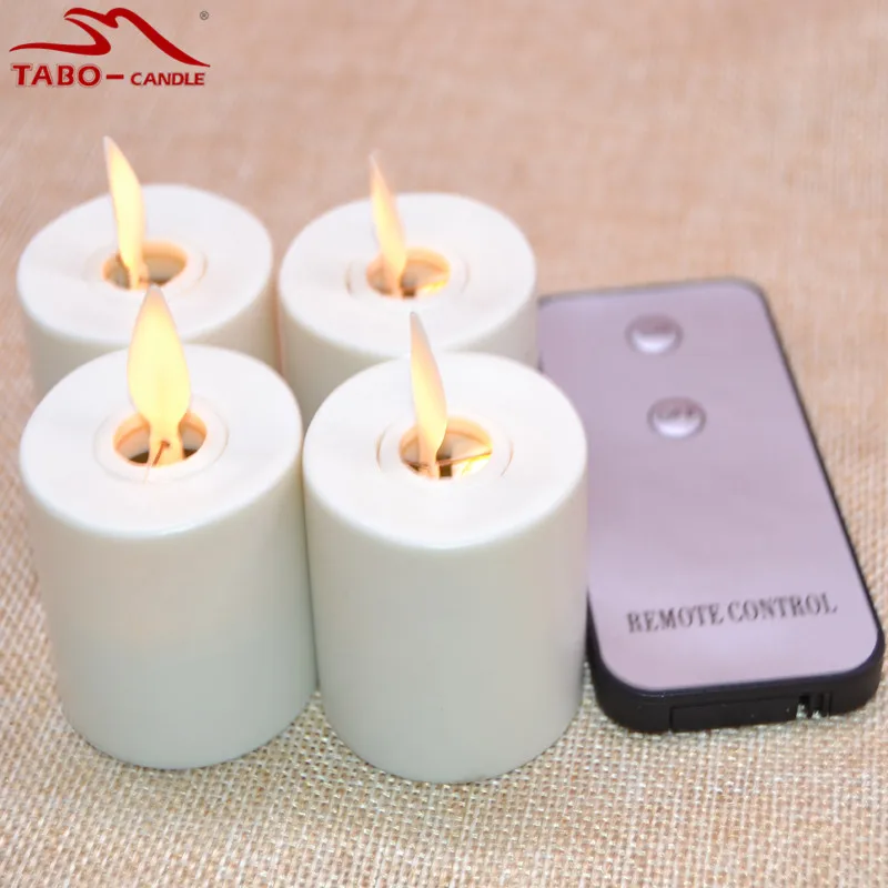Set of 4 Restaurant Decoration Rechargeable Tealight Candle Battery Operated Remote Control