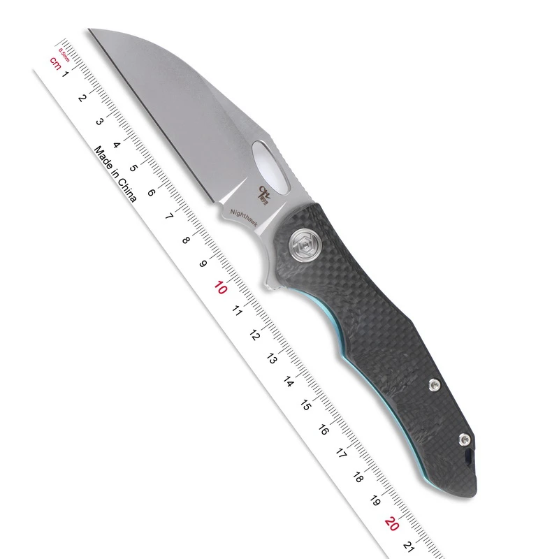 

CH Flipper folding knife S35VN steel blade titanium + carbon fiber handle with pocket clip camping hunting knife EDC tool 3529