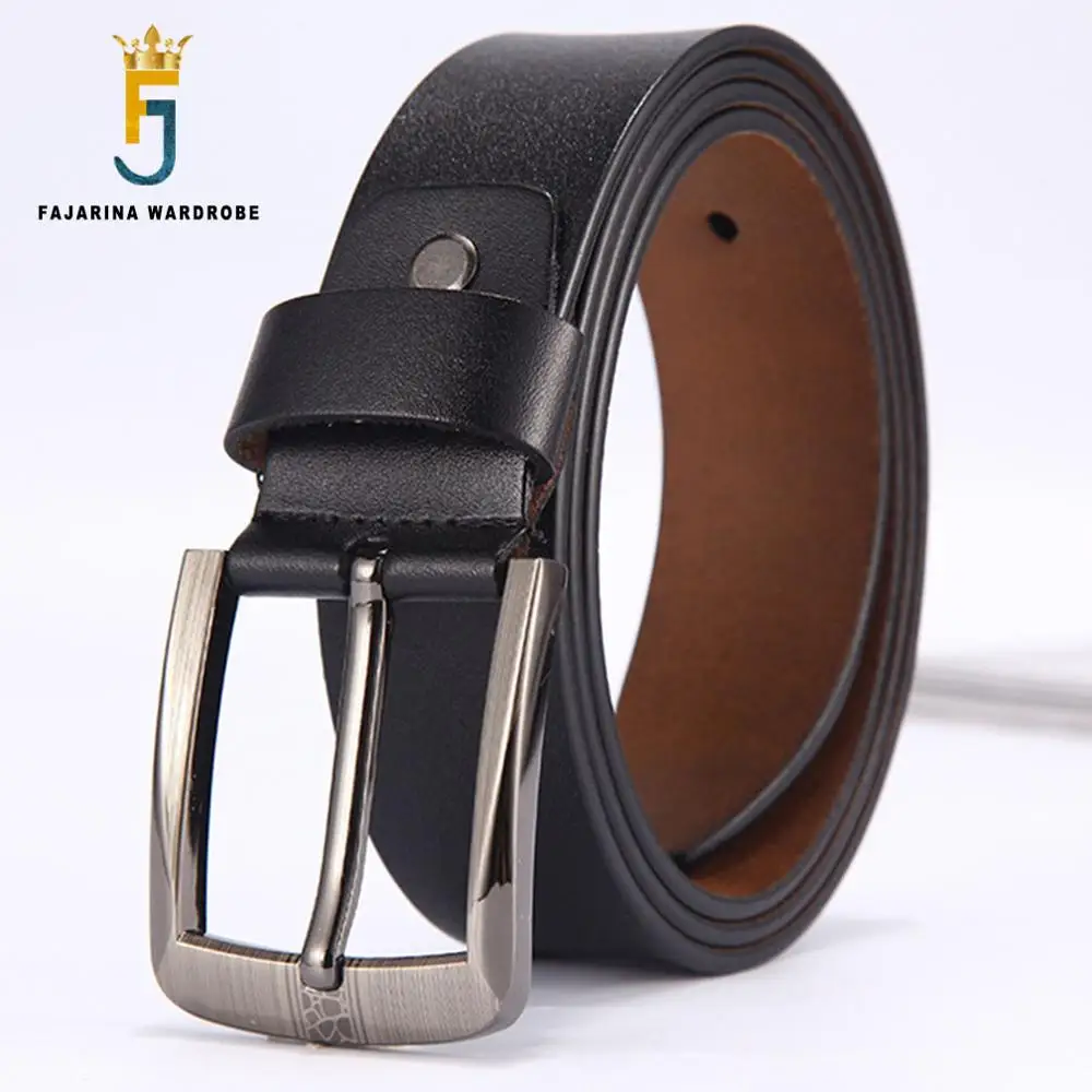 

FAJARINA New Design Men's Casual Styles Pin Buckle Belt Cowhide Leather the 2nd Layer Cowskin Belts for Men 3.8cm Wide N17FJ574