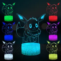 3D лампа каваи мультфильм Рисунок Игры Покемон Eevee USB светодиодный ночник Иллюзия освещение Рождественский подарок Лава домашний декор