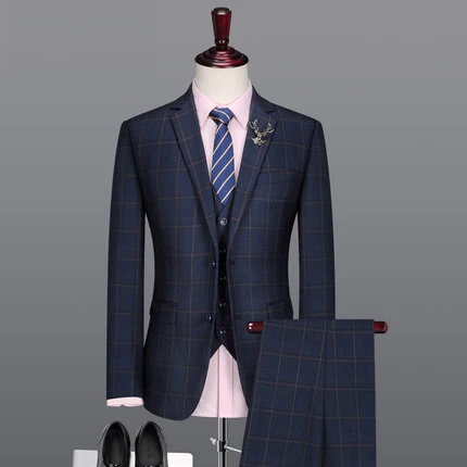 New Arrival 2 Pieces Man's Tuxedo Groom Suits Dark Blue Meeting/Dinner Party Suit 2-piece Suits Business Dress (jacket+pants)