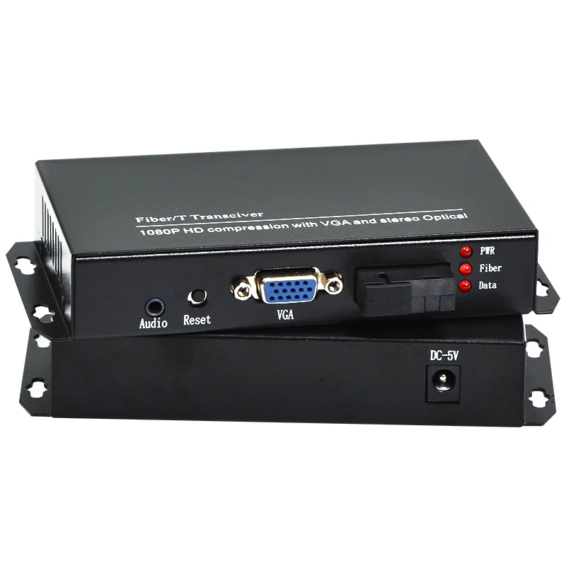 

High Quality VGA Extender Optical fiber converters with Stereo 3.5mm Audio 1080P, SC optical port, Singlemode fiber up to 20Km