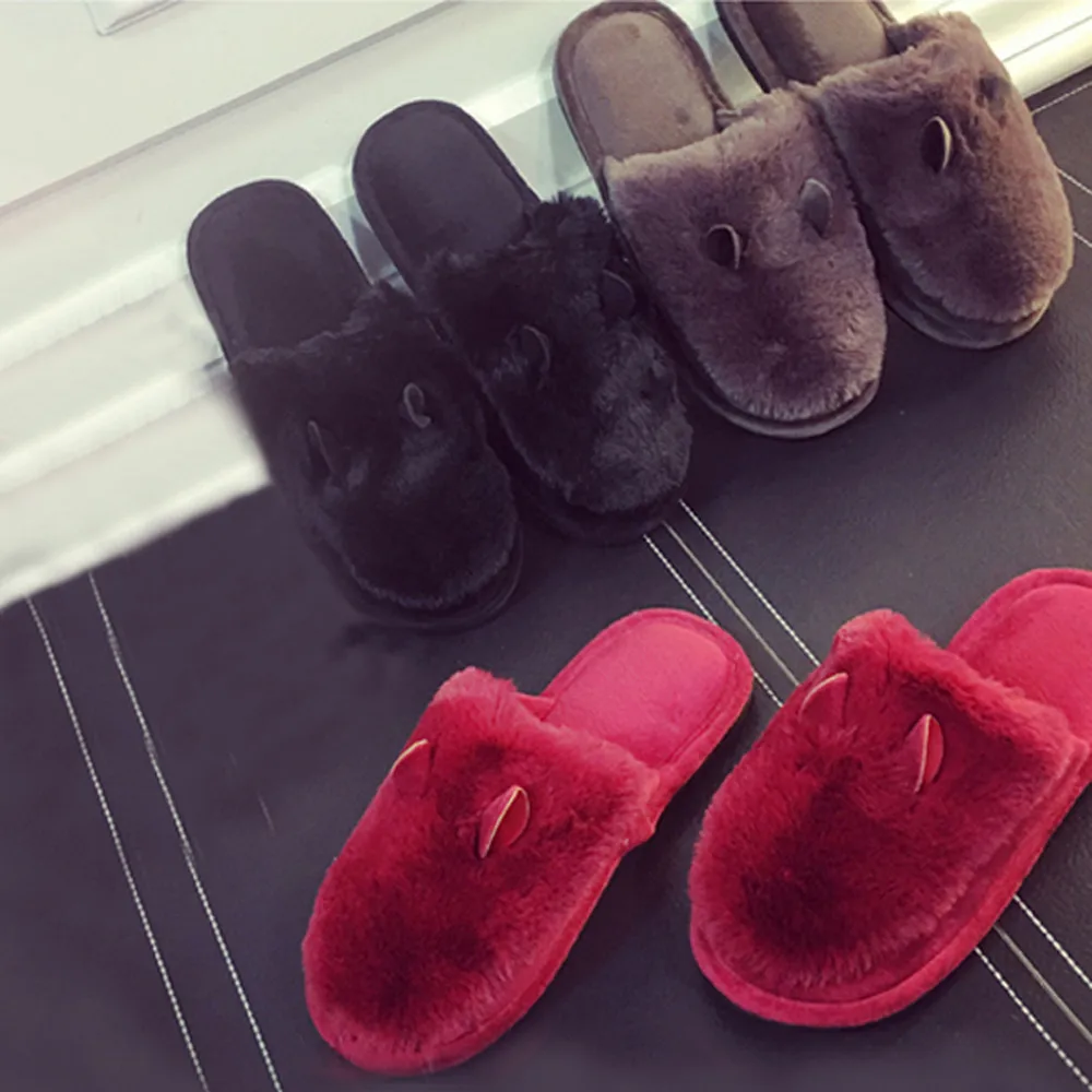 

Ulrica Winter New Arrival  Women Home Shoes Soft Plush Slippers Anti-skid Female Shoes zapatos de la casa 4 Colors Nov 25