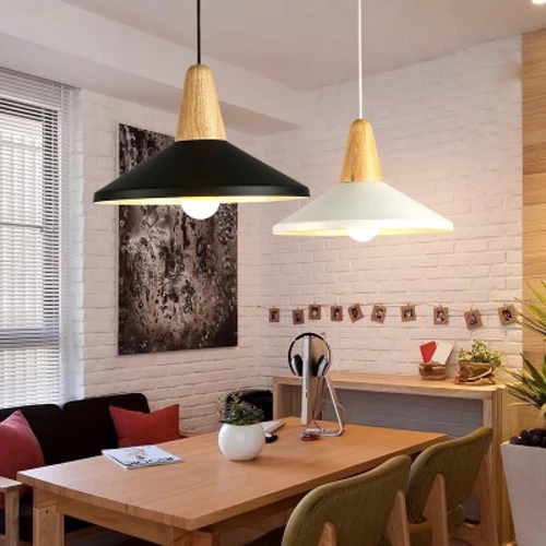 

Nordic Color Pendant Light Simple Creative Colorful Metal Wooden Modern Style