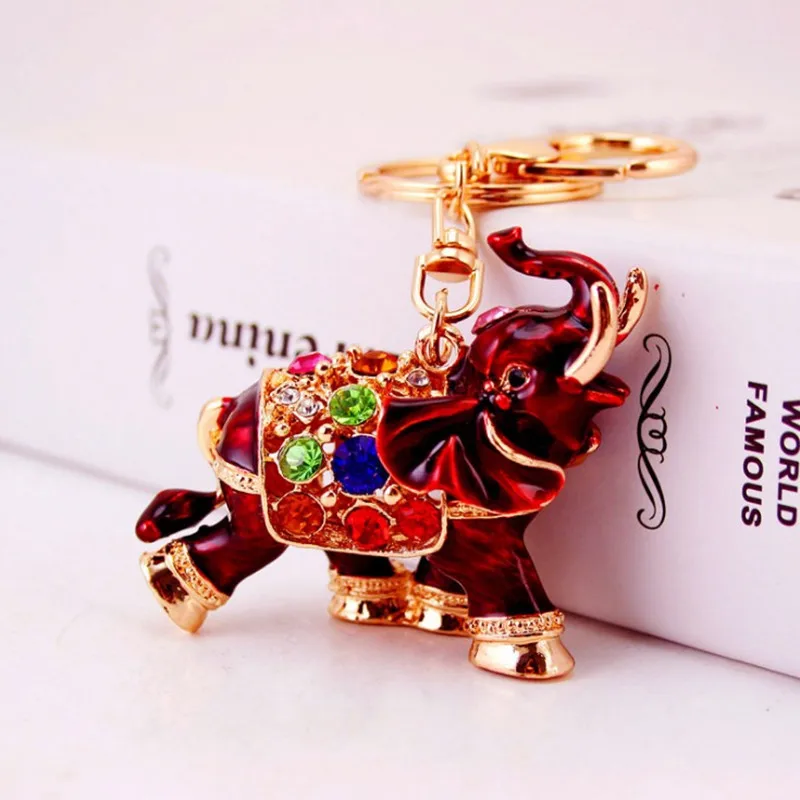 Креативный 3D Благоприятный слон брелок Эмаль Красочные животные подвеска на ключ от автомобиля кольца милые брелоки для женщин мужчин подарки
