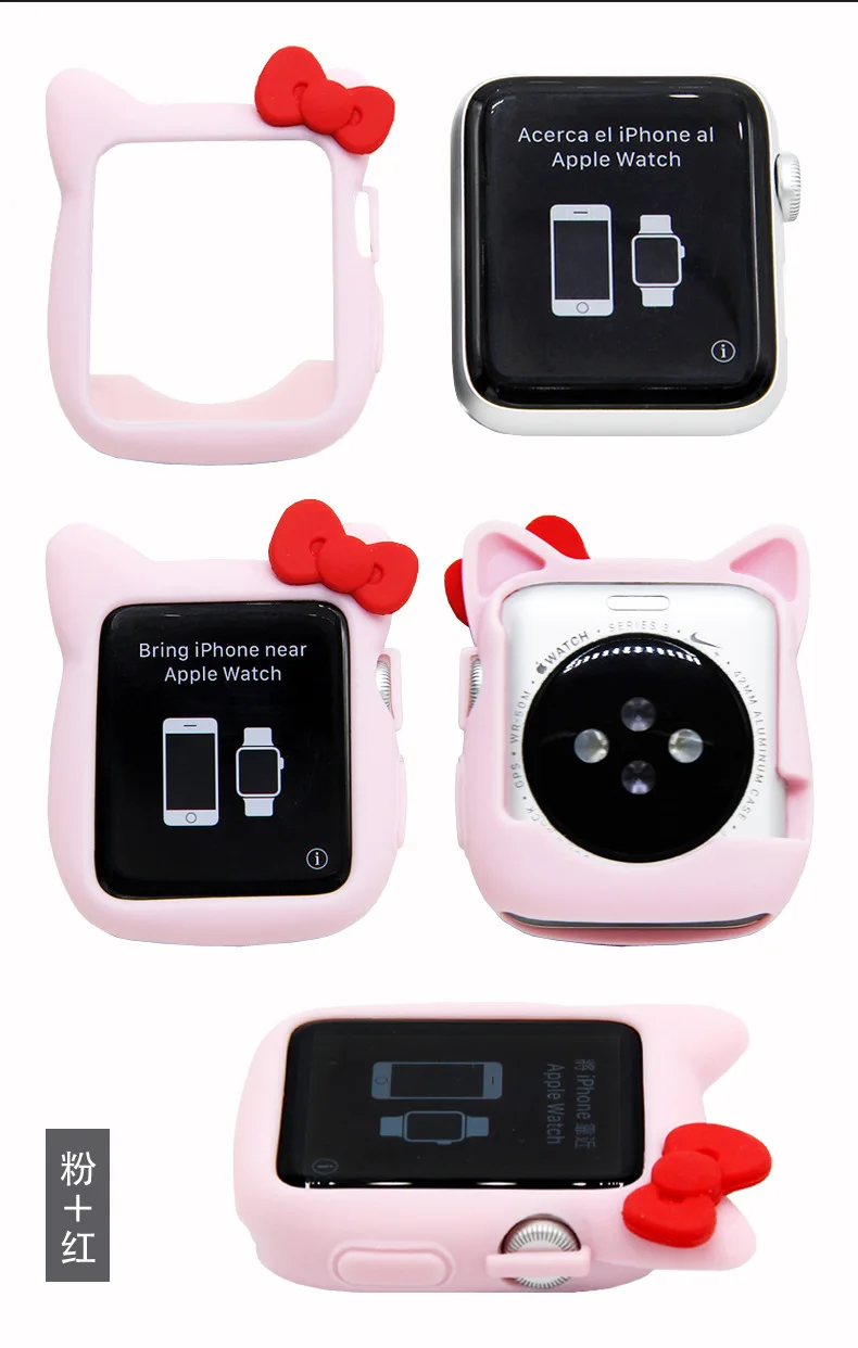 ТПУ Kitty Cat Силиконовый чехол для Apple Watch Series 4 3 2 1 Кожа Симпатичные ремешок для iwatch 38 42 40 44 мм маленьких девочек