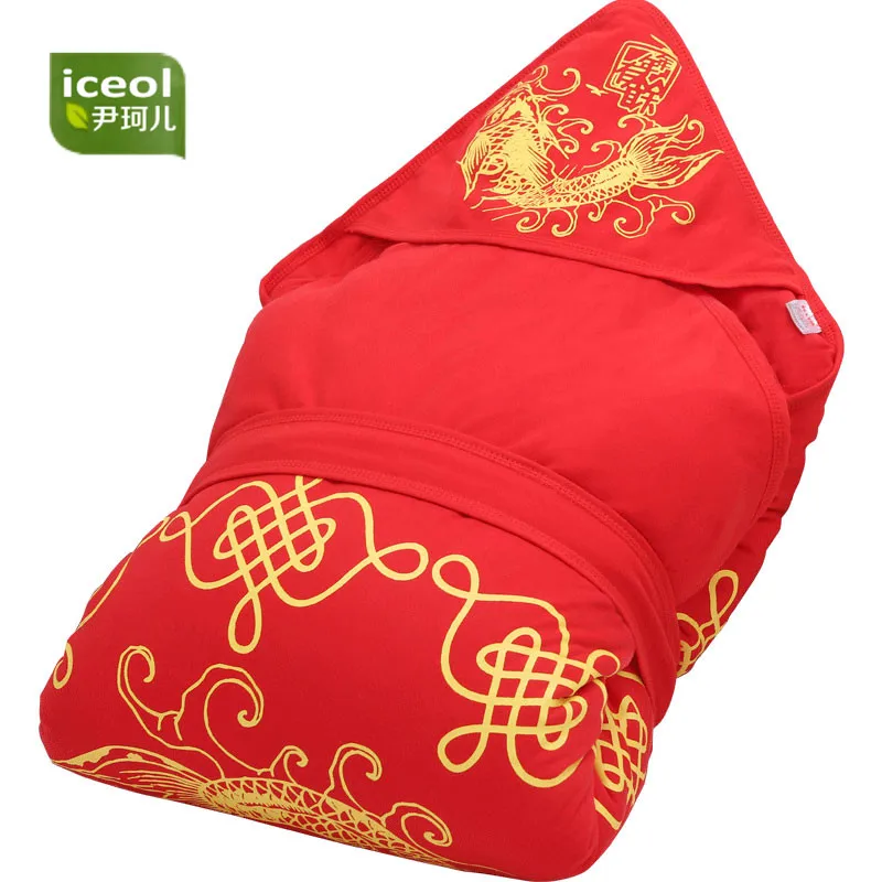 

2018 Red Baby Blankets Swaddle 100% Organic Cotton Warm Bedding Baby Wrap Newborn Blanket With Hat Red Fashion Swaddling