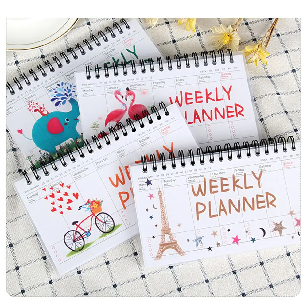 

1 pc Flamingo Cartoon Weekly Planner Coil Notebook Schedule Agenda Kids Gift Mini 100Pages Memo Book Stationery School Supplies