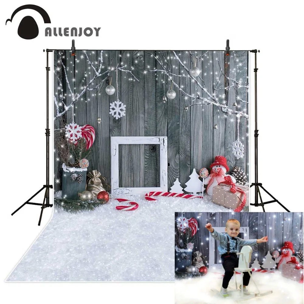 Allenjoy фон для фотосъемки деревянная доска Снежинка шары Снеговики Рождественский детский фон дизайн для студии