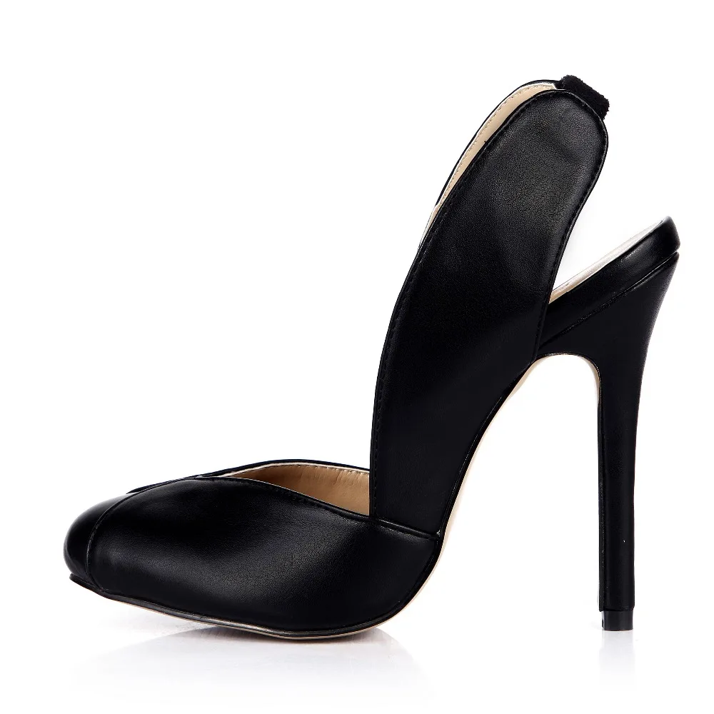 Classic Black Round Toe Closed Toe Woman Sandals High Heels Slip on ...