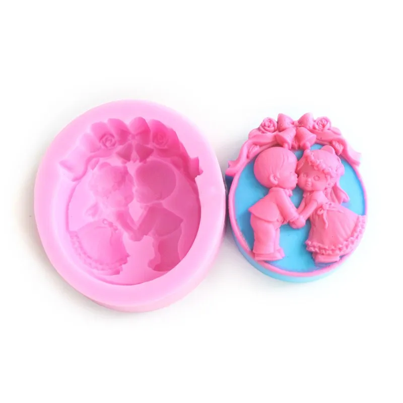 E068 Girl and boy fondant mold silicone kitchenware fondant wedding