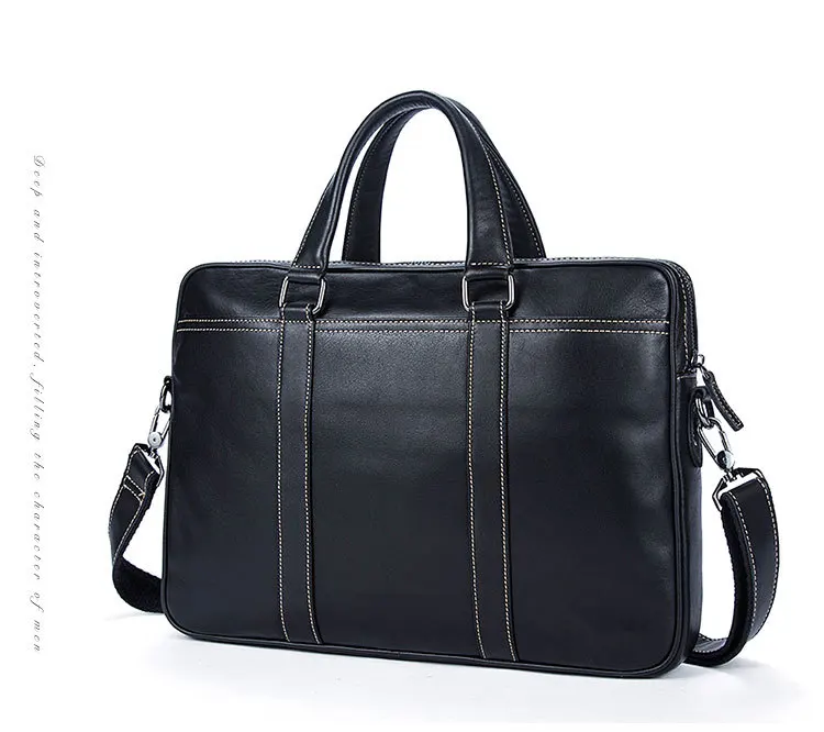 Fashion Solid Color Business Genuine Leather Men Briefcases New Soft Surface Cowhide High Capacity Men's Handbags